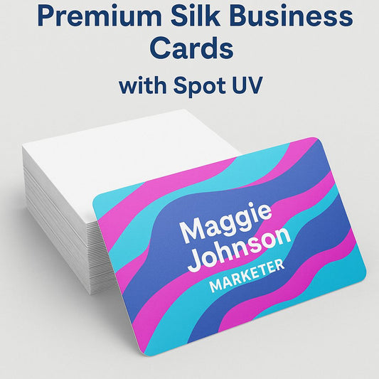 premium Silk Business Cards with Spot UV | Glossy Finish & Custom Highlights