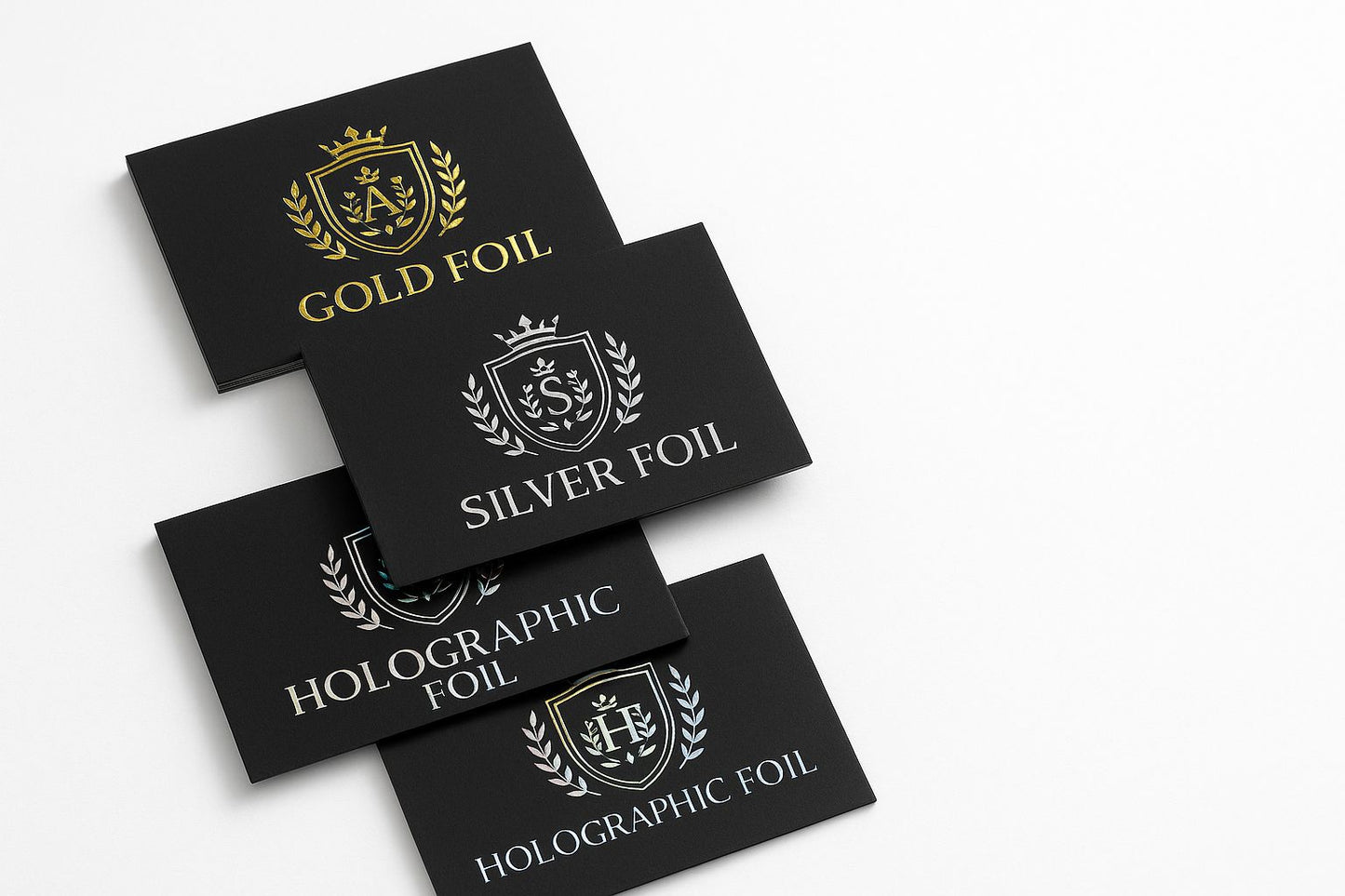 Raised Foil Business Cards | Velvet Finish with Gold, Silver or Holographic Foil